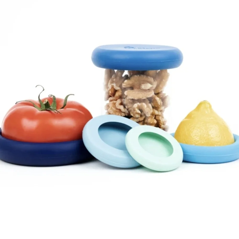 Food Huggers 5pc Reusable Silicone Savers - Ice Blue